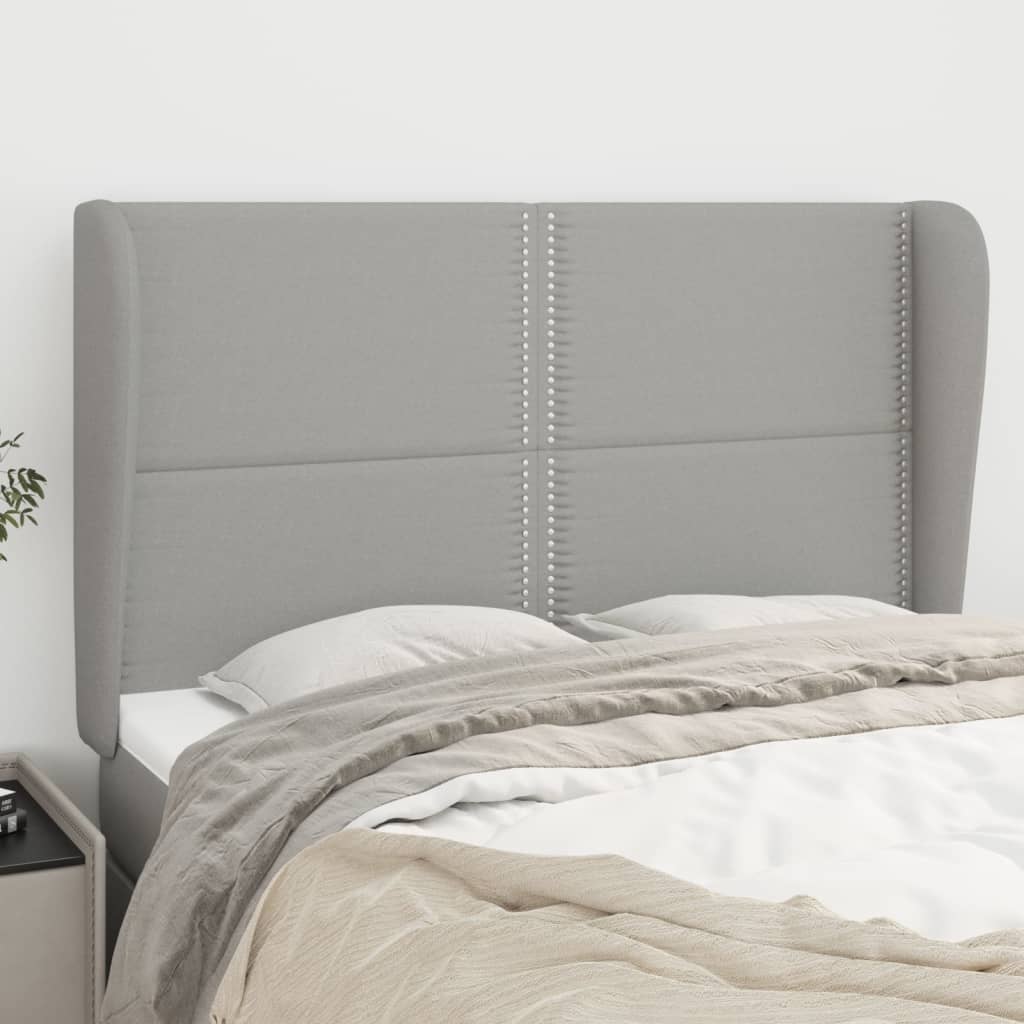 Testiera Ad Orecchio Grigio Chiaro 147x23x118/128 Cm In Tessuto