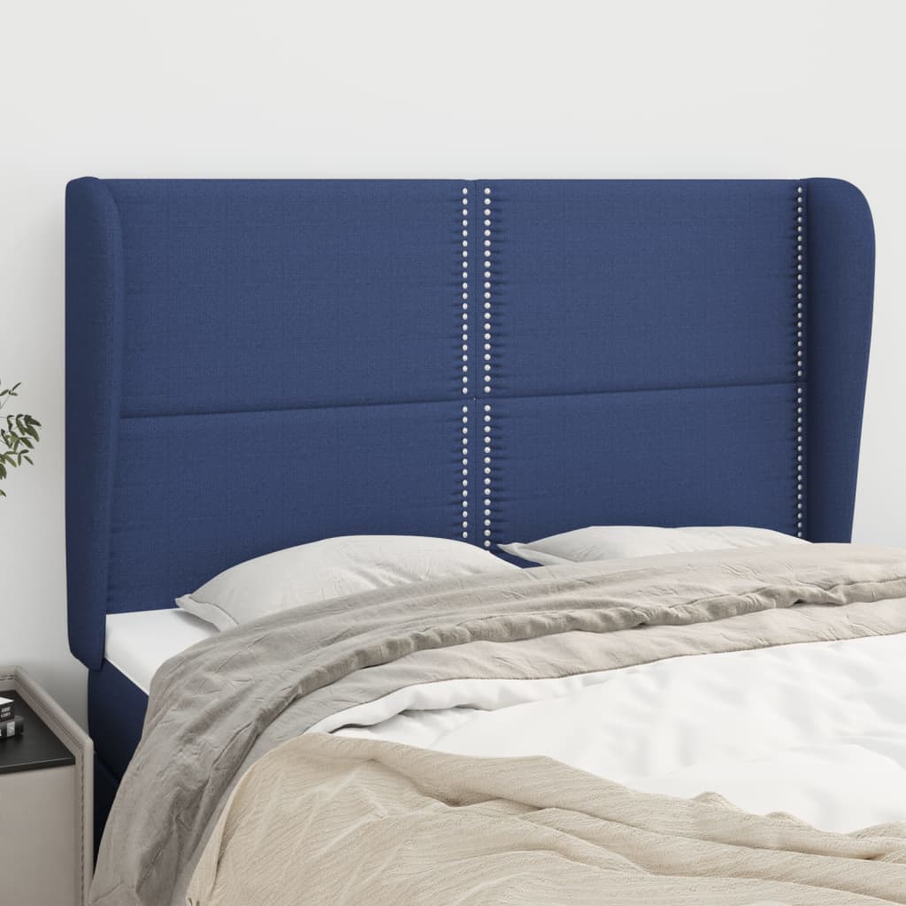 Testiera Ad Orecchio Blu 147 X 23 X 118/128 Cm In Tessuto