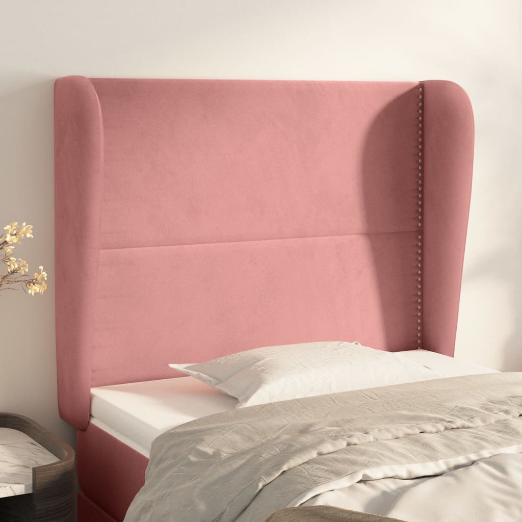 Testiera Ad Orecchio Rosa 83x23x118/128 Cm In Velluto