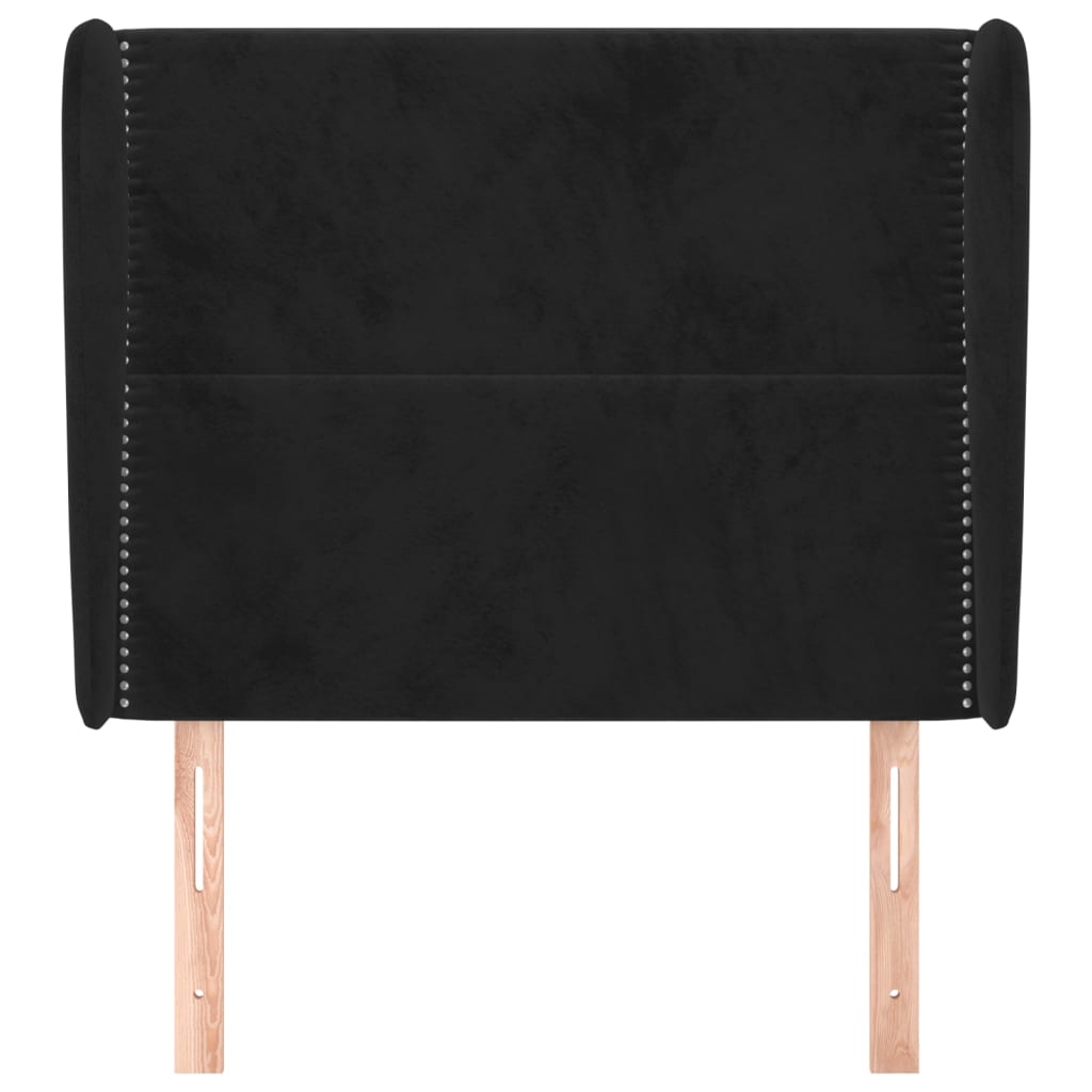 Testiera Ad Orecchio Nera 93x23x118/128 Cm In Velluto - Image 3
