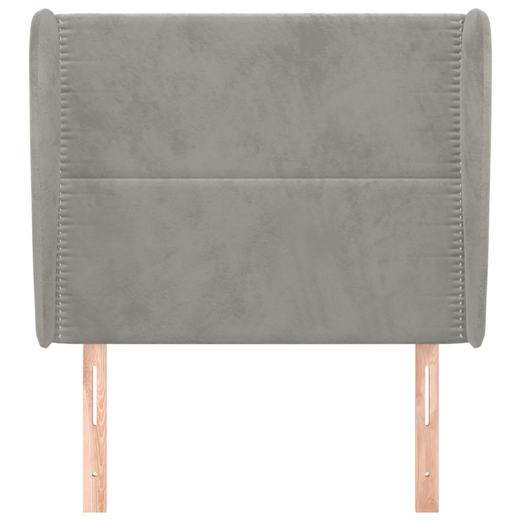 Testiera Ad Orecchio Grigio Chiaro 103x23x118/128 Cm In Velluto - Image 3