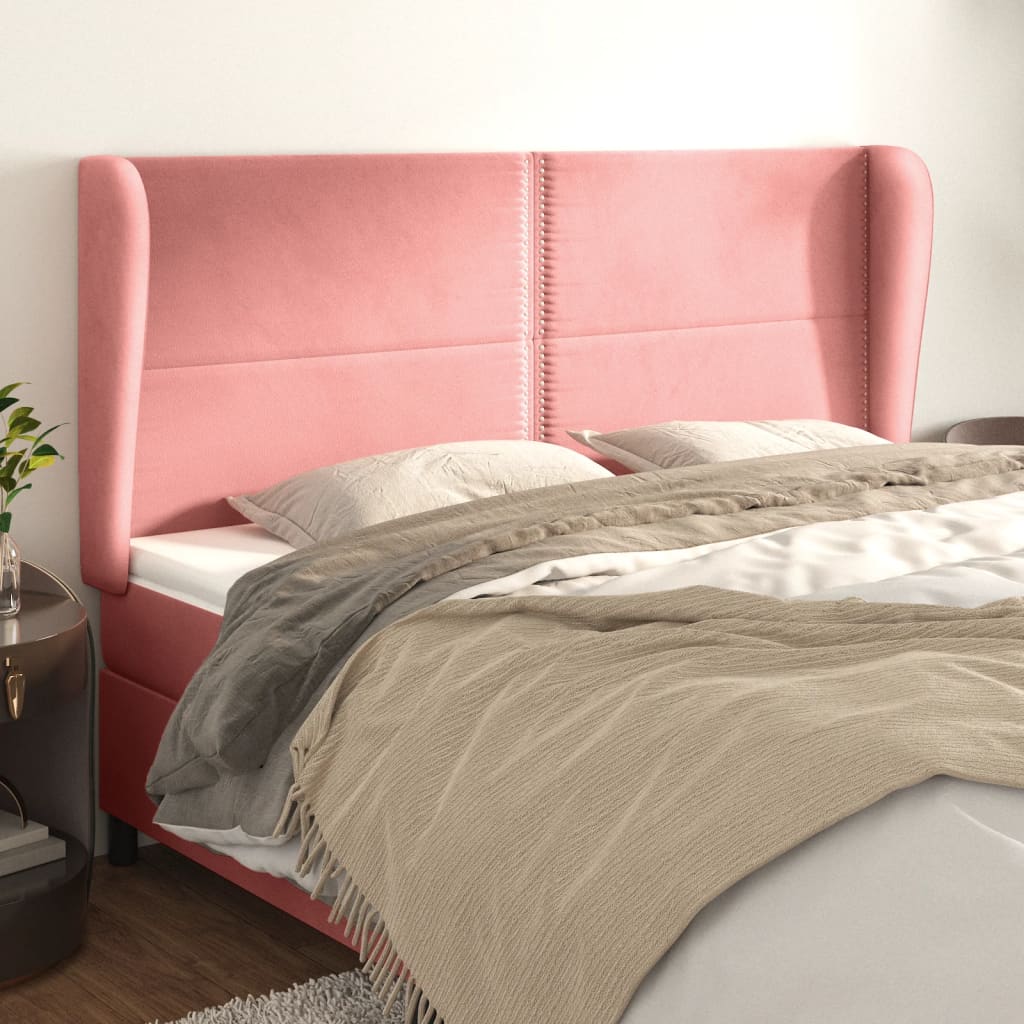Testiera Ad Orecchio Rosa 163x23x118/128 Cm In Velluto