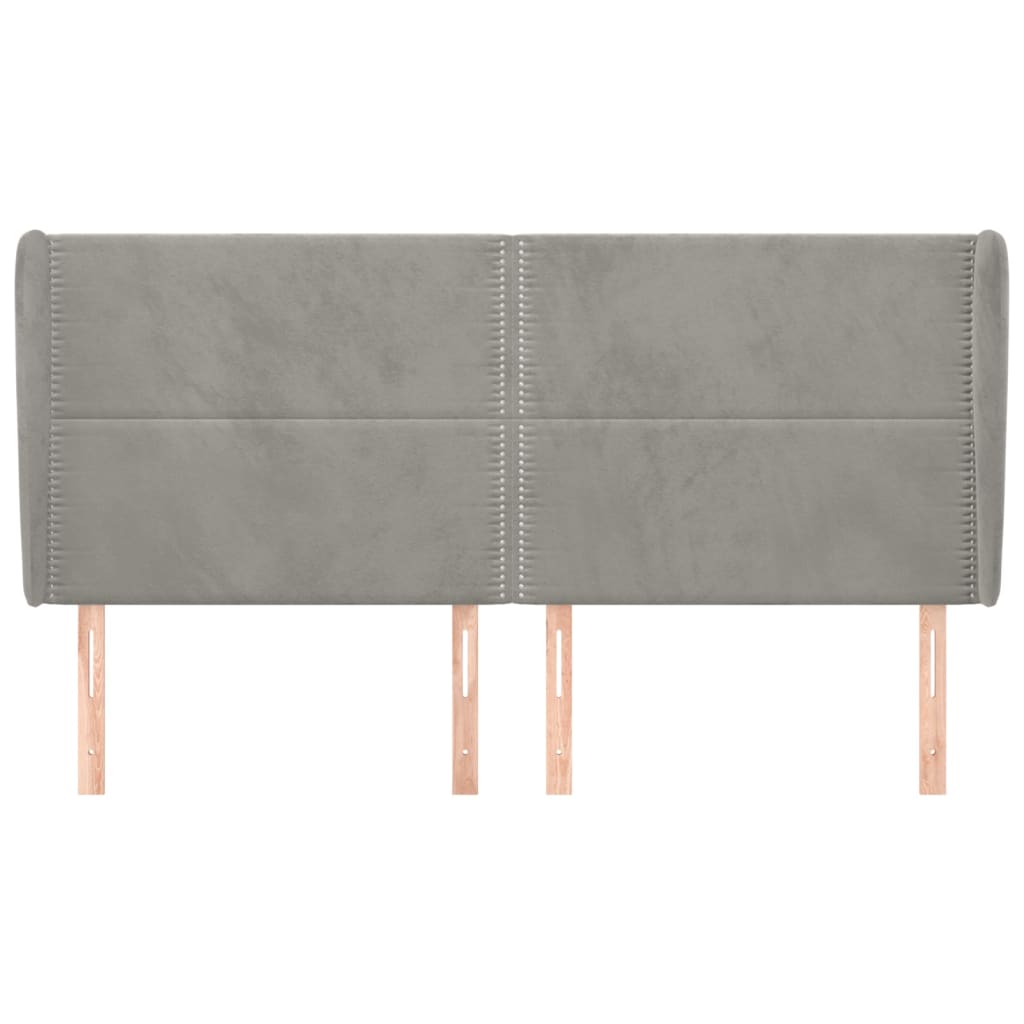 Testiera Ad Orecchio Grigio Chiaro 183x23x118/128 Cm In Velluto - Image 3