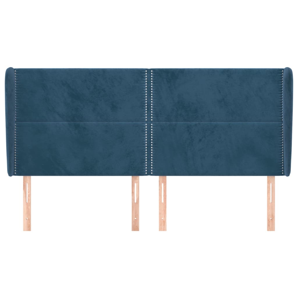 Testiera Ad Orecchio Blu Scuro 203x23x118/128 Cm In Velluto - Image 3