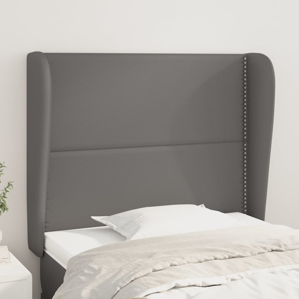 Testiera Ad Orecchio Grigia 83x23x118/128 Cm In Similpelle