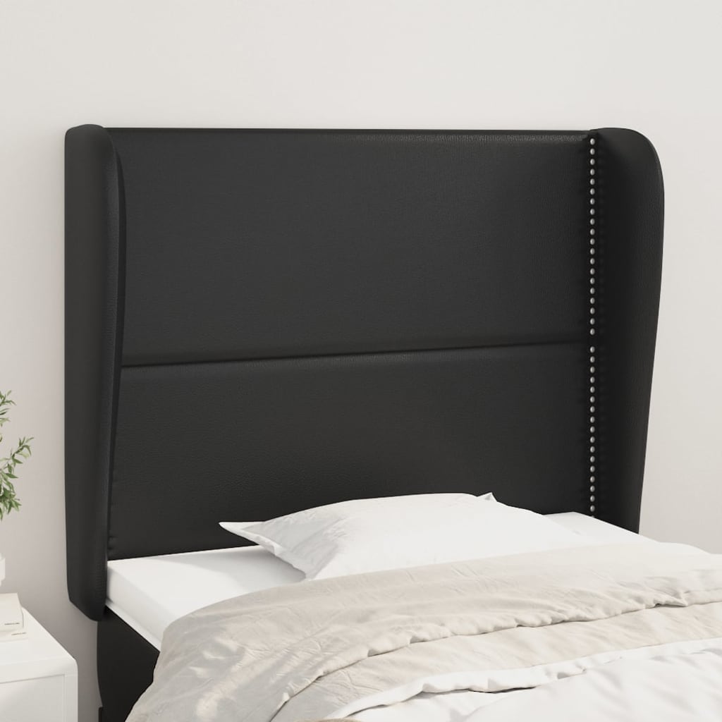 Testiera Ad Orecchio Nera 103x23x118/128 Cm In Similpelle