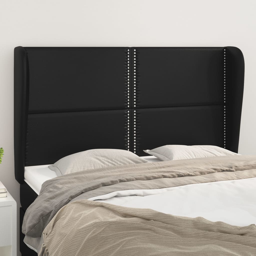 Testiera Ad Orecchio Nera 147 X 23 X 118/128 Cm In Similpelle