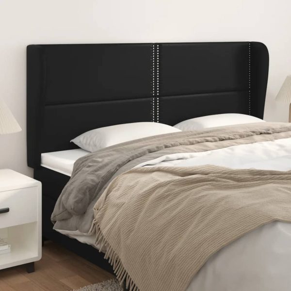 Testiera Ad Orecchio Nera 163x23x118/128 Cm In Similpelle