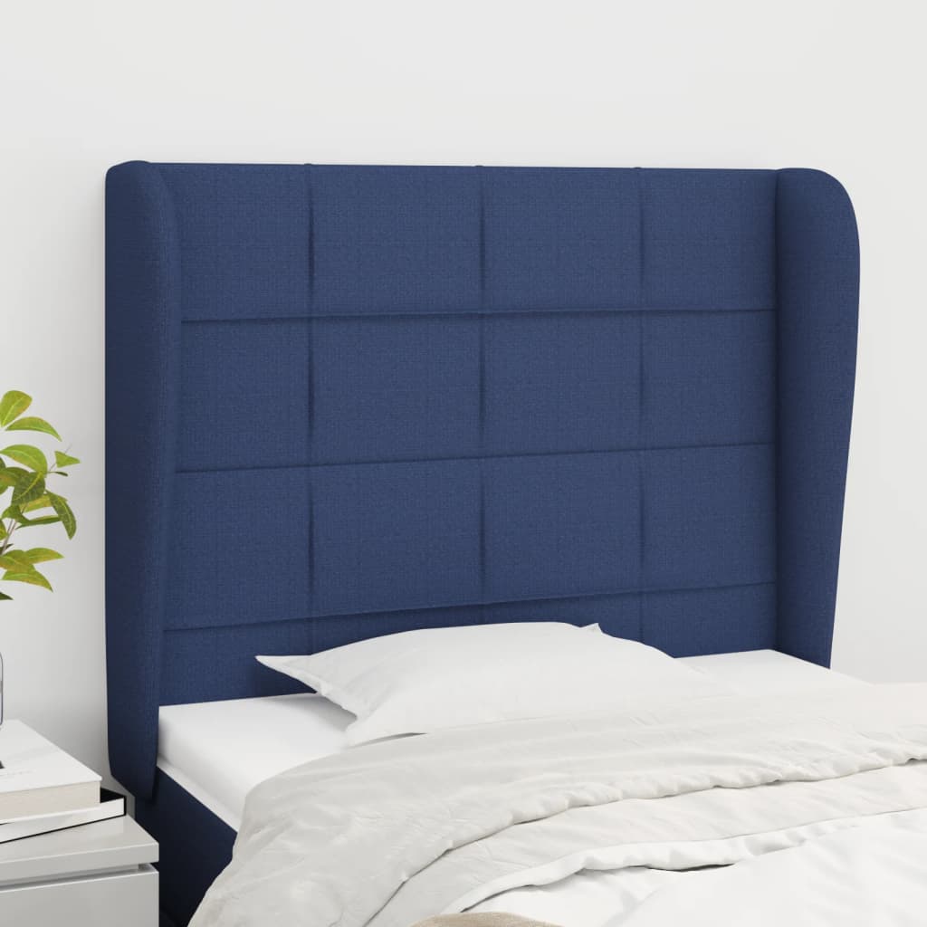 Testiera Ad Orecchio Blu 83x23x118/128 Cm In Tessuto