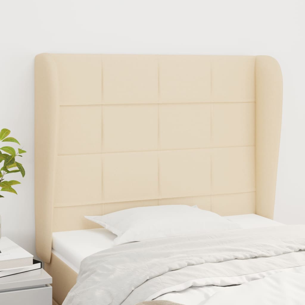 Testiera Ad Orecchio Crema 103x23x118/128 Cm In Tessuto