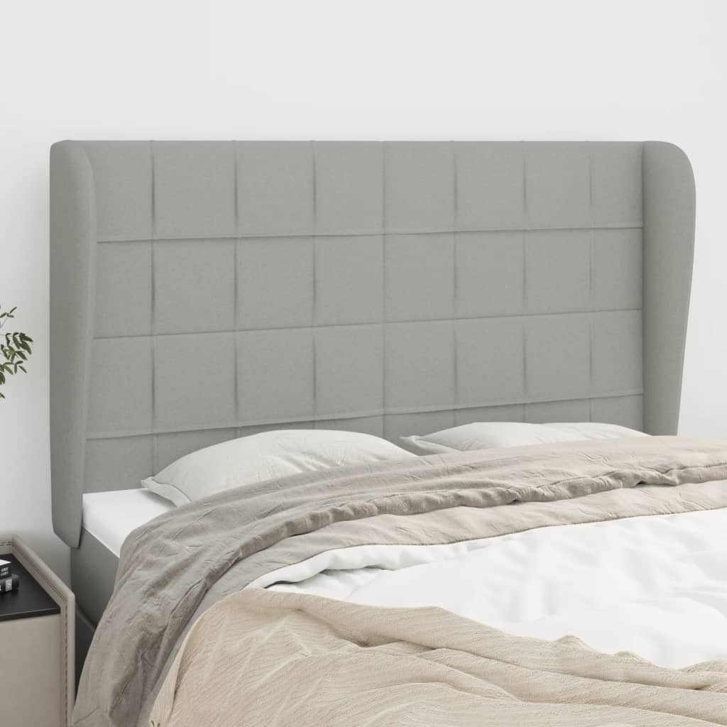 Testiera Ad Orecchio Grigio Chiaro 147x23x118/128 Cm In Tessuto