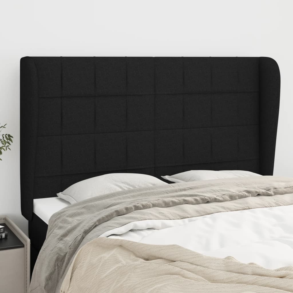 Testiera Ad Orecchio Nera 147 X 23 X 118/128 Cm In Tessuto
