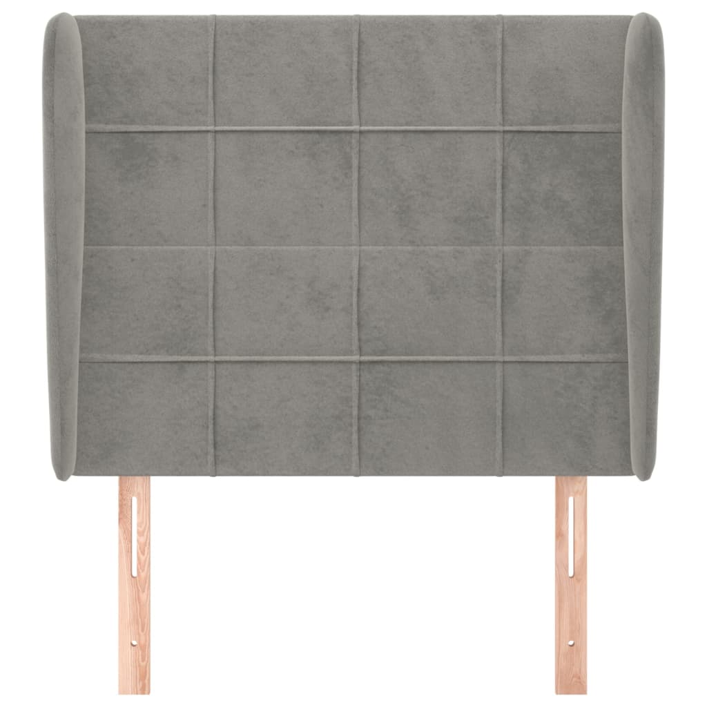 Testiera Ad Orecchio Grigio Chiaro 83x23x118/128 Cm In Velluto - Image 3