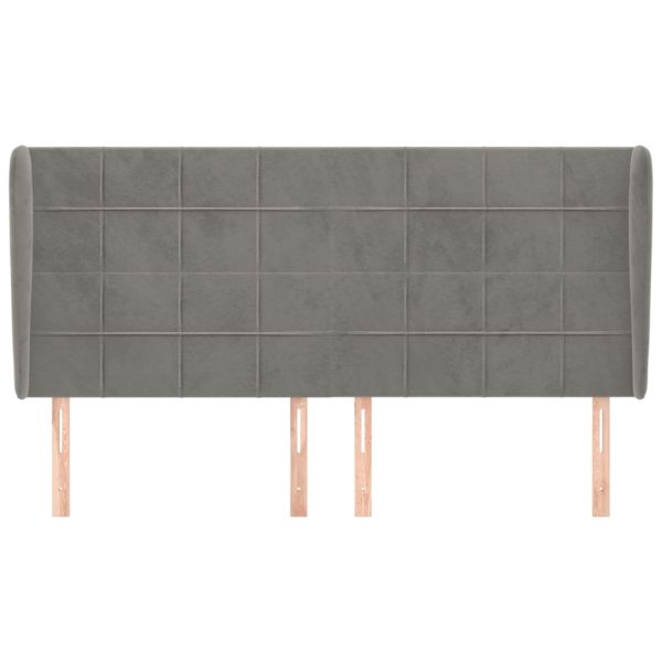 Testiera Ad Orecchio Grigio Chiaro 203x23x118/128 Cm In Velluto - Image 3