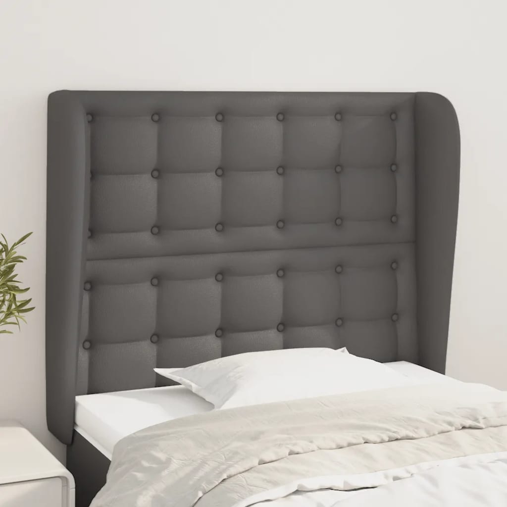 Testiera Ad Orecchio Grigio Scuro 93x23x118/128cm In Similpelle