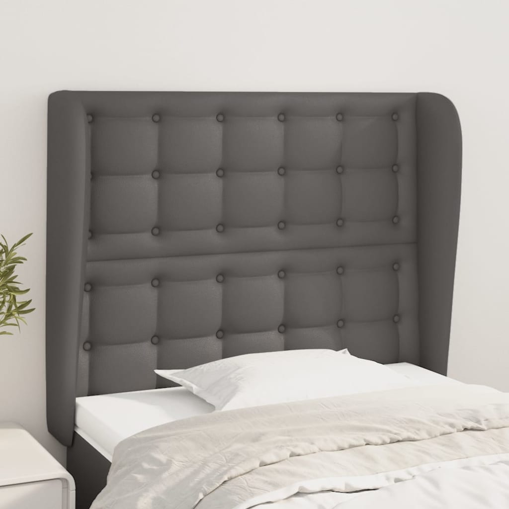 Testiera Ad Orecchio Grigio 103x23x118/128cm In Similpelle