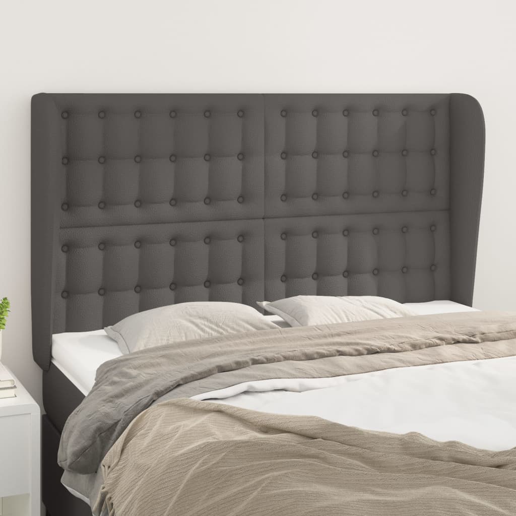 Testiera Ad Orecchio Grigio 147x23x118/128cm In Similpelle