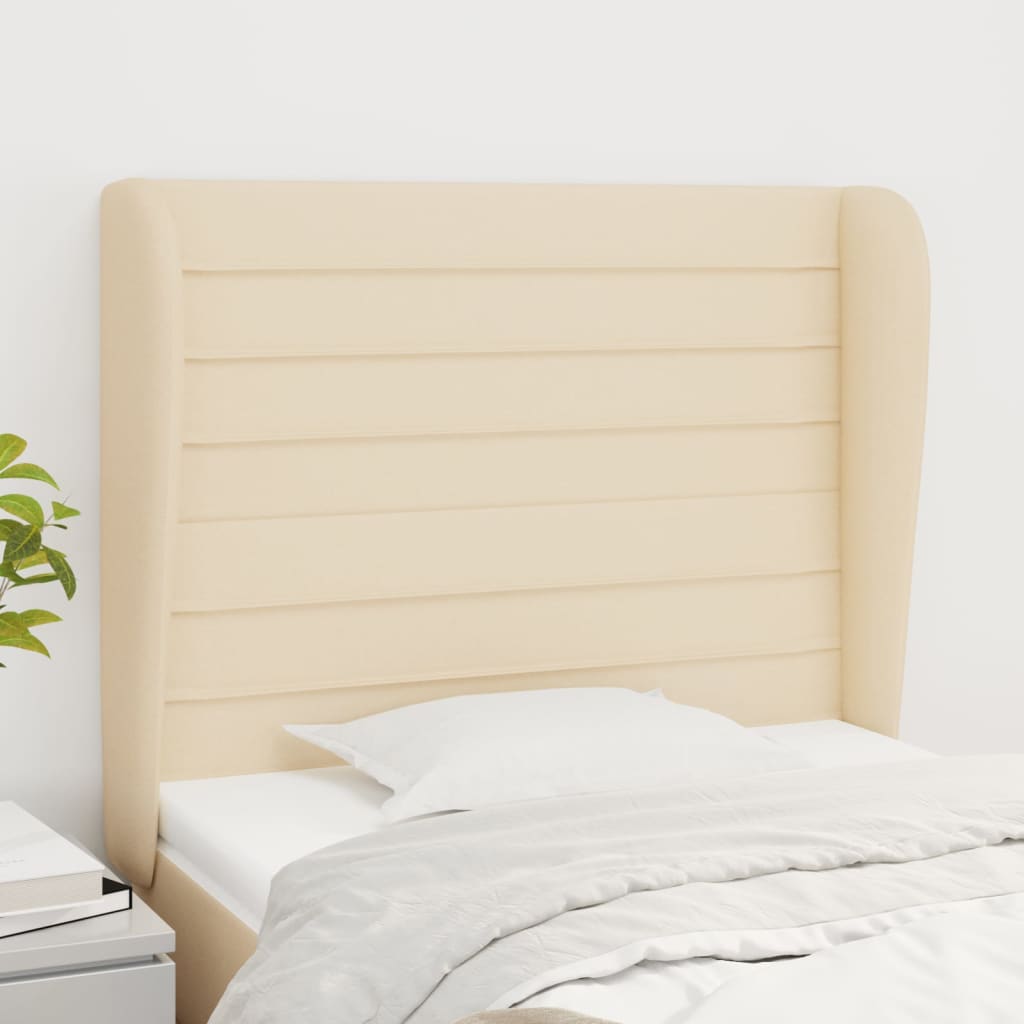 Testiera Ad Orecchio Crema 83x23x118/128 Cm In Tessuto