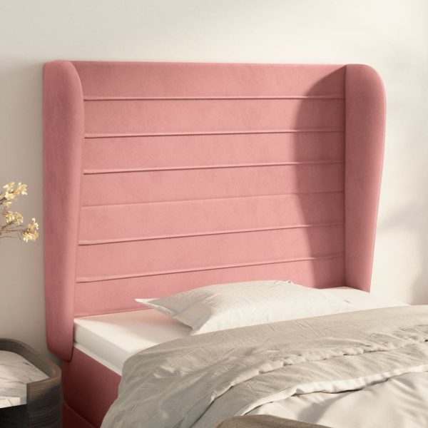 Testiera Ad Orecchio Rosa 93x23x118/128 Cm In Velluto