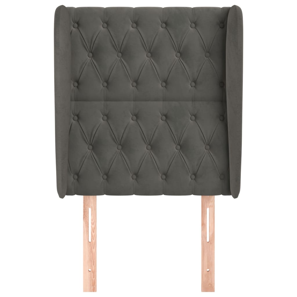 Testiera Ad Orecchio Grigio Scuro 83x23x118/128 Cm In Velluto - Image 3