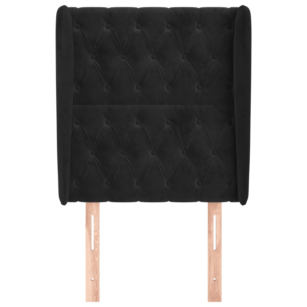 Testiera Ad Orecchio Nera 83x23x118/128 Cm In Velluto - Image 3