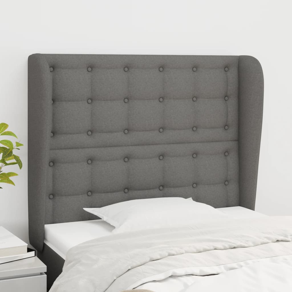 Testiera Ad Orecchio Grigio Scuro 83x23x118/128 Cm In Tessuto