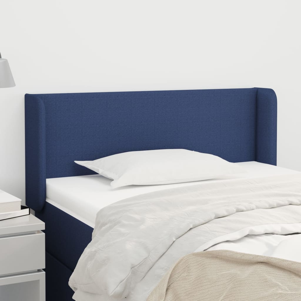 Testiera Ad Orecchio Blu 103x16x78/88cm In Tessuto