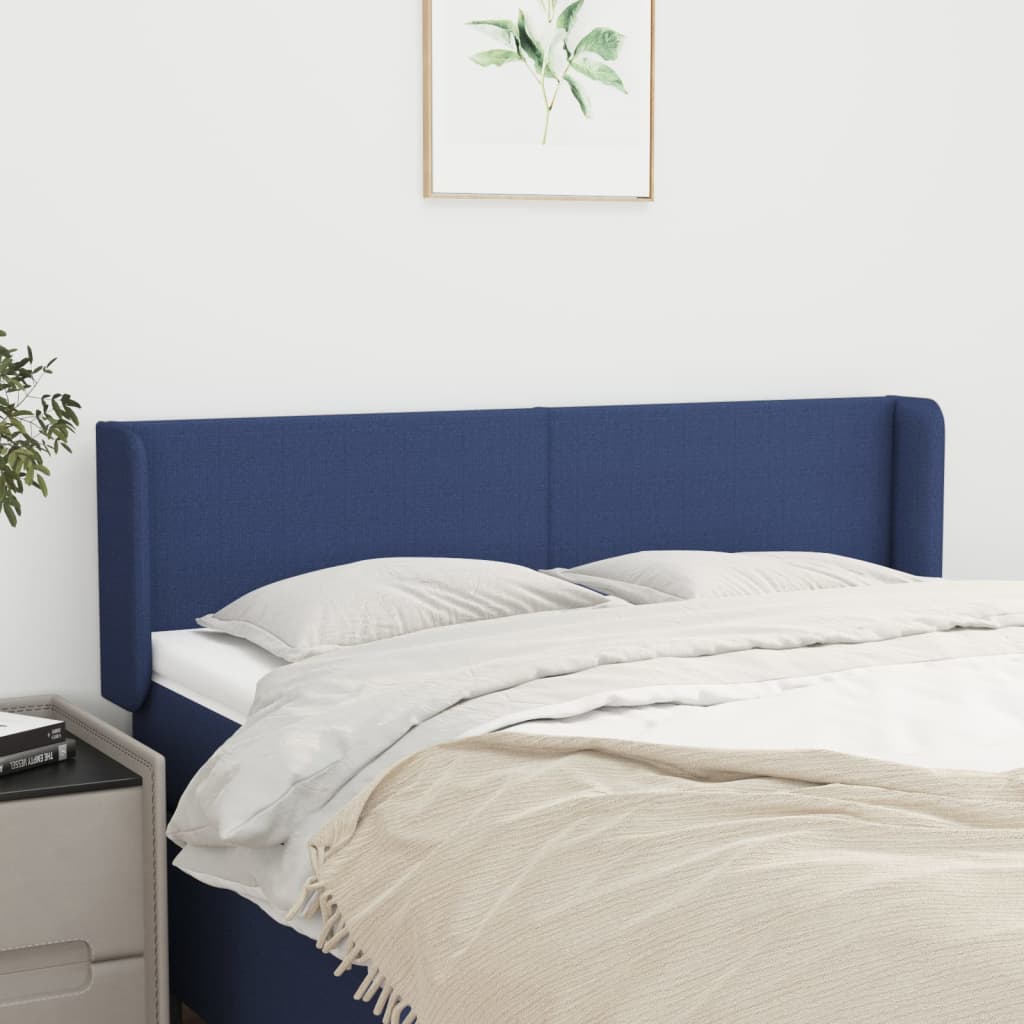 Testiera Ad Orecchio Blu 147x16x78/88cm In Tessuto