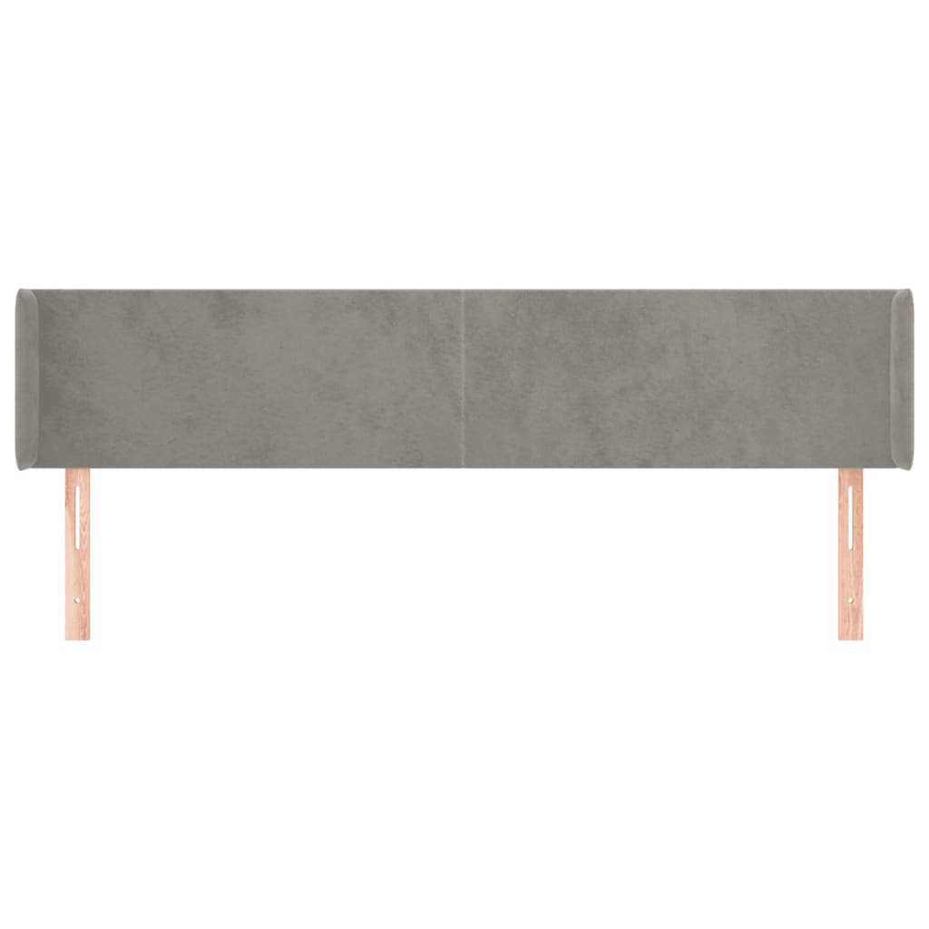Testiera Ad Orecchio Grigio Chiaro 203x16x78/88 Cm In Velluto - Image 3