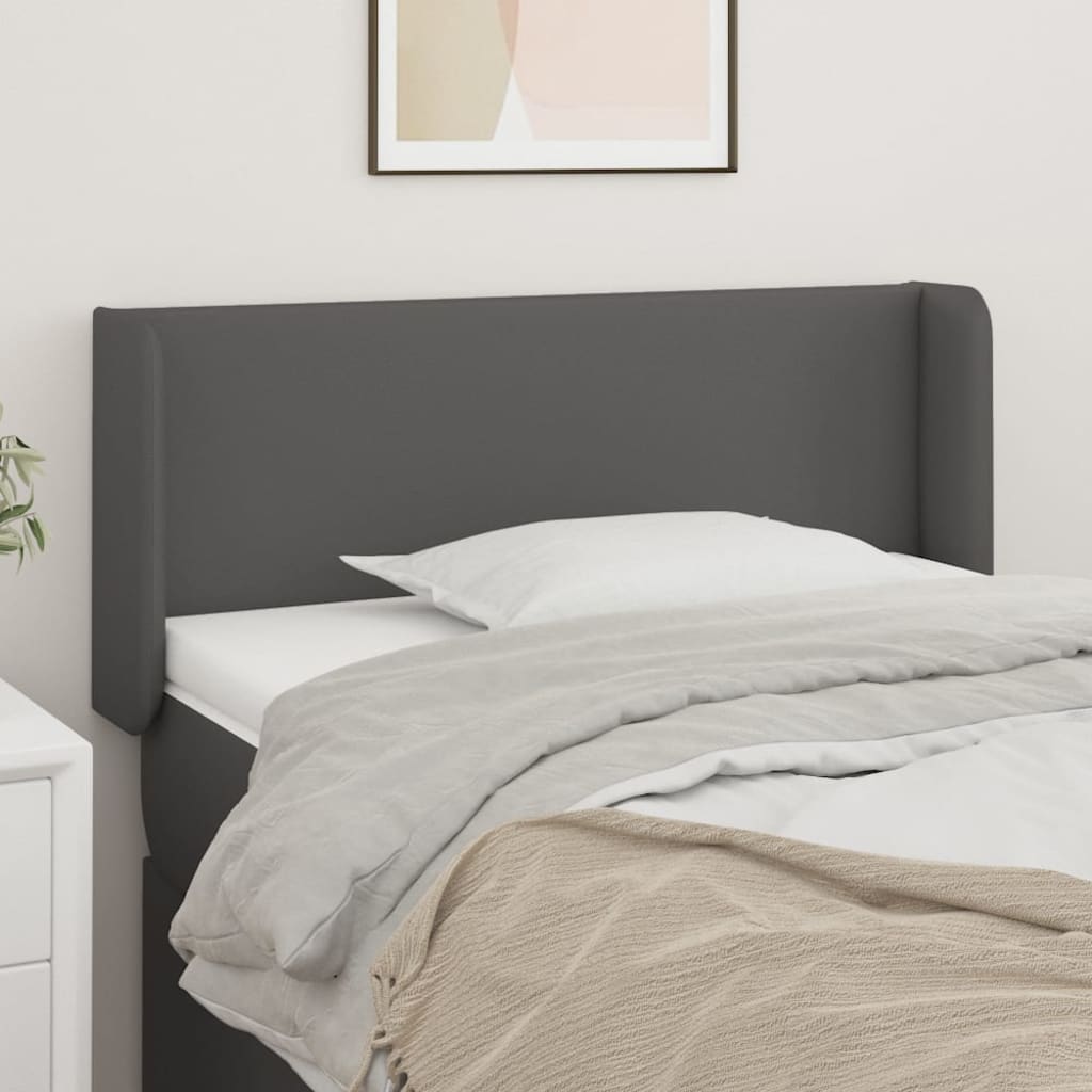 Testiera Ad Orecchio Grigio 93x16x78/88 Cm In Similpelle