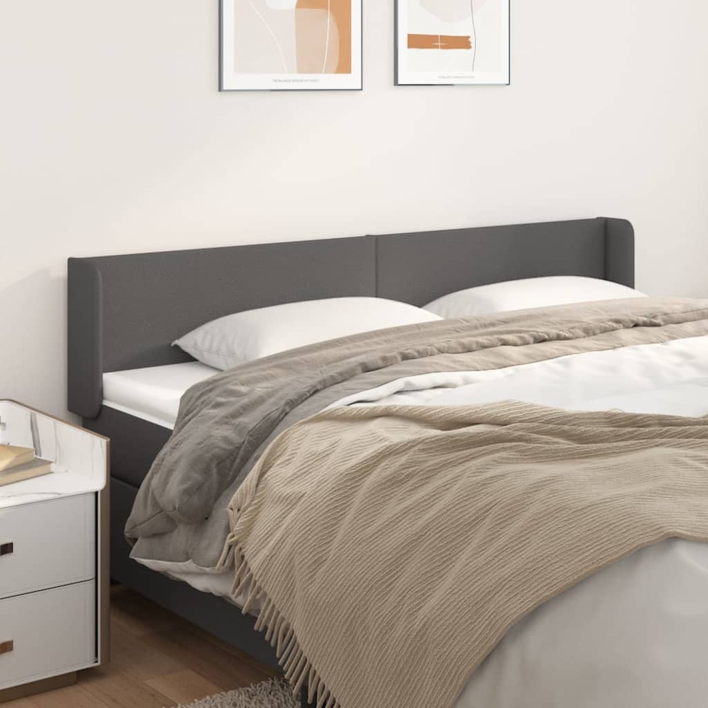 Testiera Ad Orecchio Grigio 203x16x78/88 Cm In Similpelle