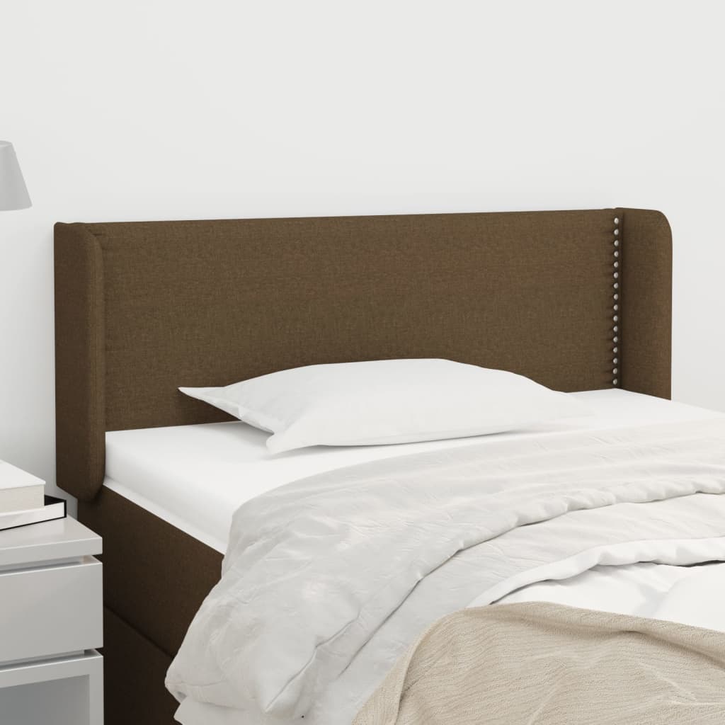 Testiera Ad Orecchio Marrone Scuro 93x16x78/88 Cm In Tessuto