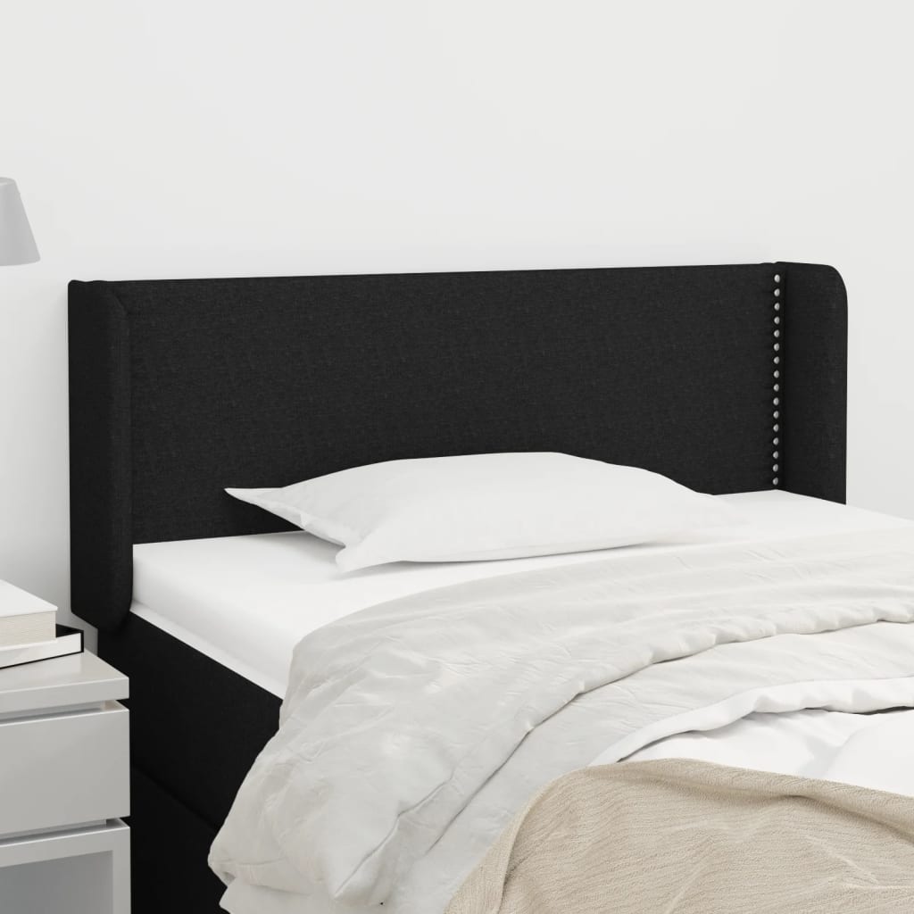 Testiera Ad Orecchio Nera 103x16x78/88 Cm In Tessuto