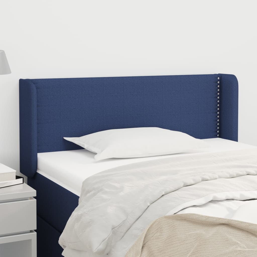 Testiera Ad Orecchio Blu 103x16x78/88cm In Tessuto