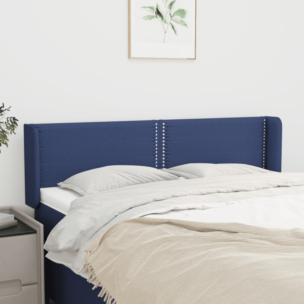 Testiera Ad Orecchio Blu 147x16x78/88cm In Tessuto