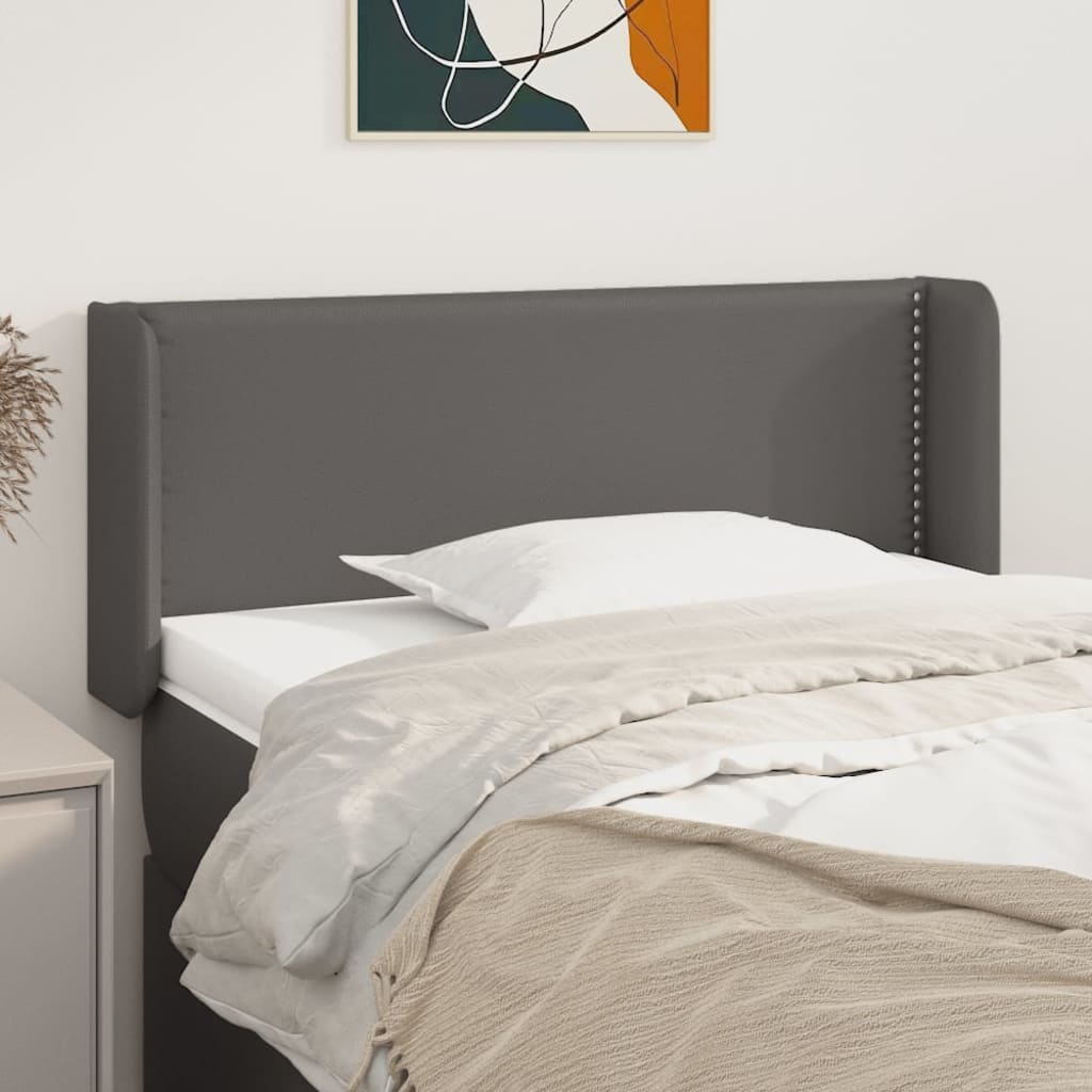Testiera Ad Orecchio Grigio 103x16x78/88 Cm In Similpelle