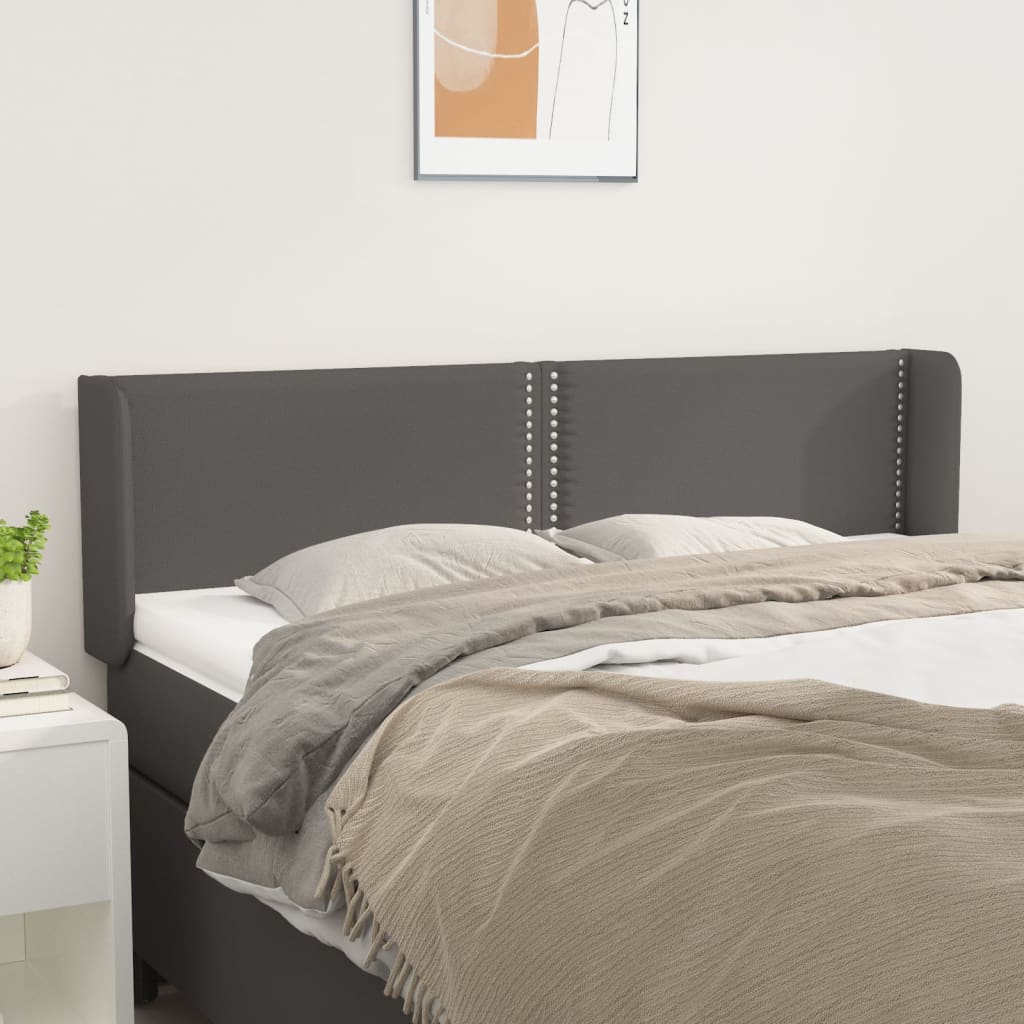 Testiera Ad Orecchio Grigio 147x16x78/88 Cm In Similpelle