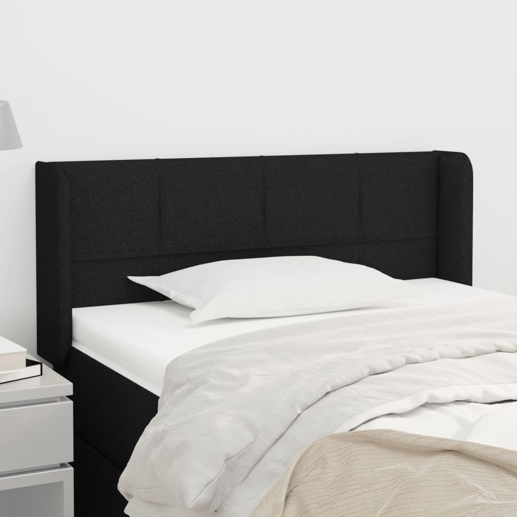 Testiera Ad Orecchio Nera 103x16x78/88 Cm In Tessuto