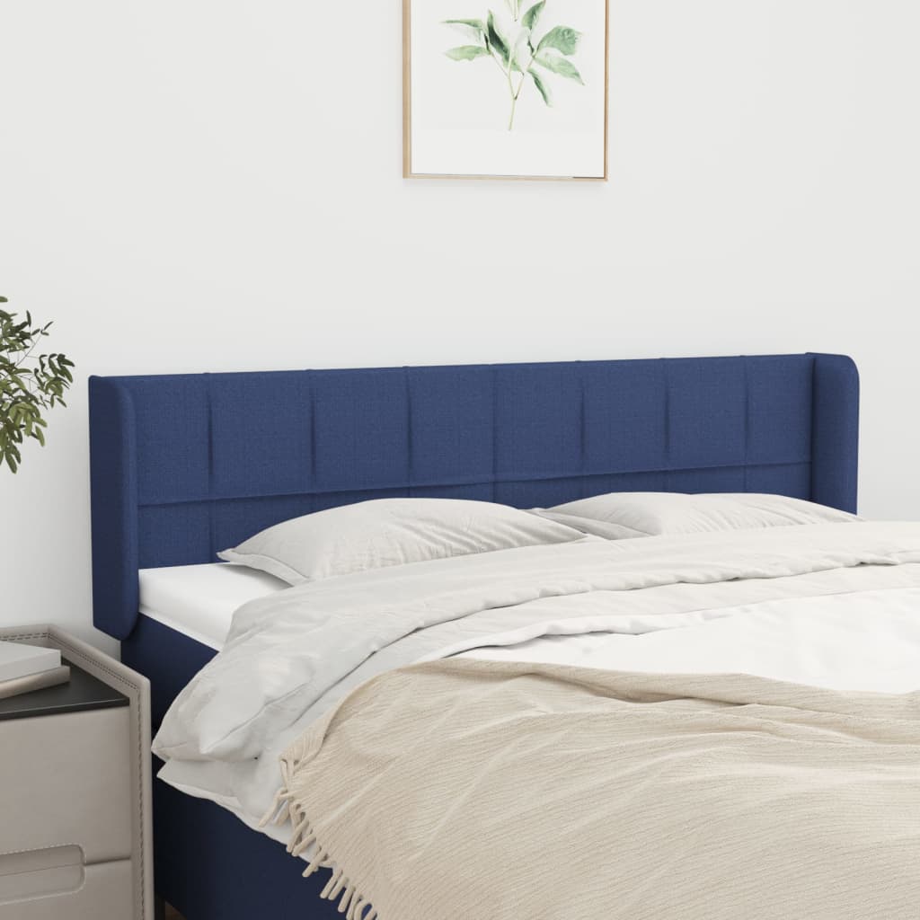 Testiera Ad Orecchio Blu 147x16x78/88cm In Tessuto
