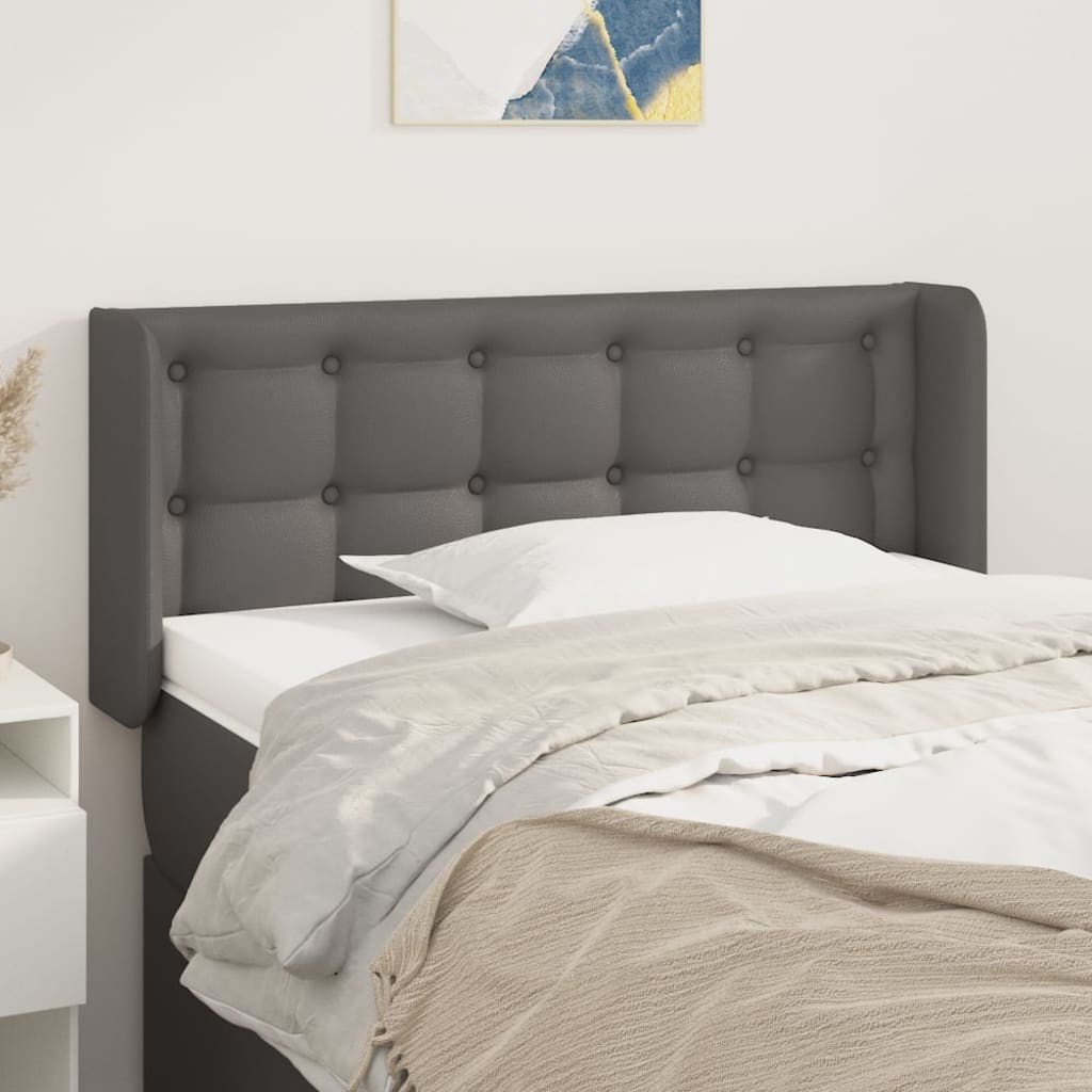 Testiera Ad Orecchio Grigio 83x16x78/88 Cm In Similpelle