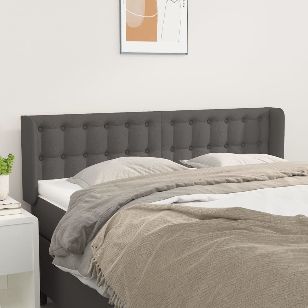 Testiera Ad Orecchio Grigio 147x16x78/88 Cm In Similpelle