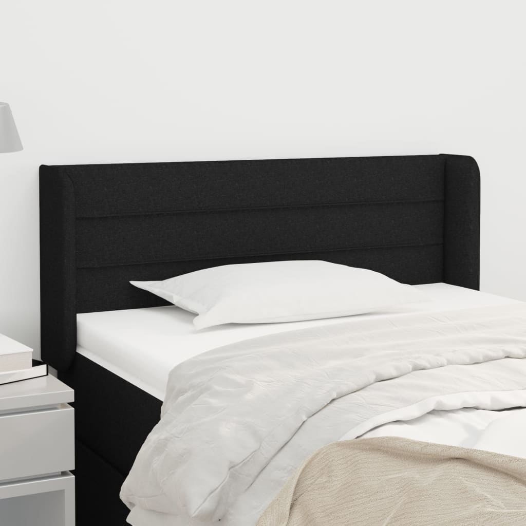 Testiera Ad Orecchio Nera 103x16x78/88 Cm In Tessuto