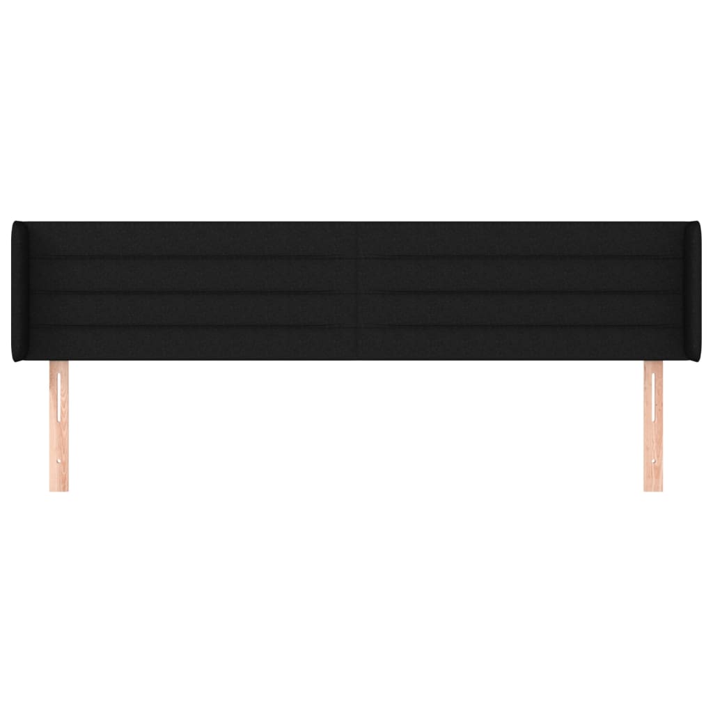 Testiera Ad Orecchio Nera 203x16x78/88 Cm In Tessuto - Image 3