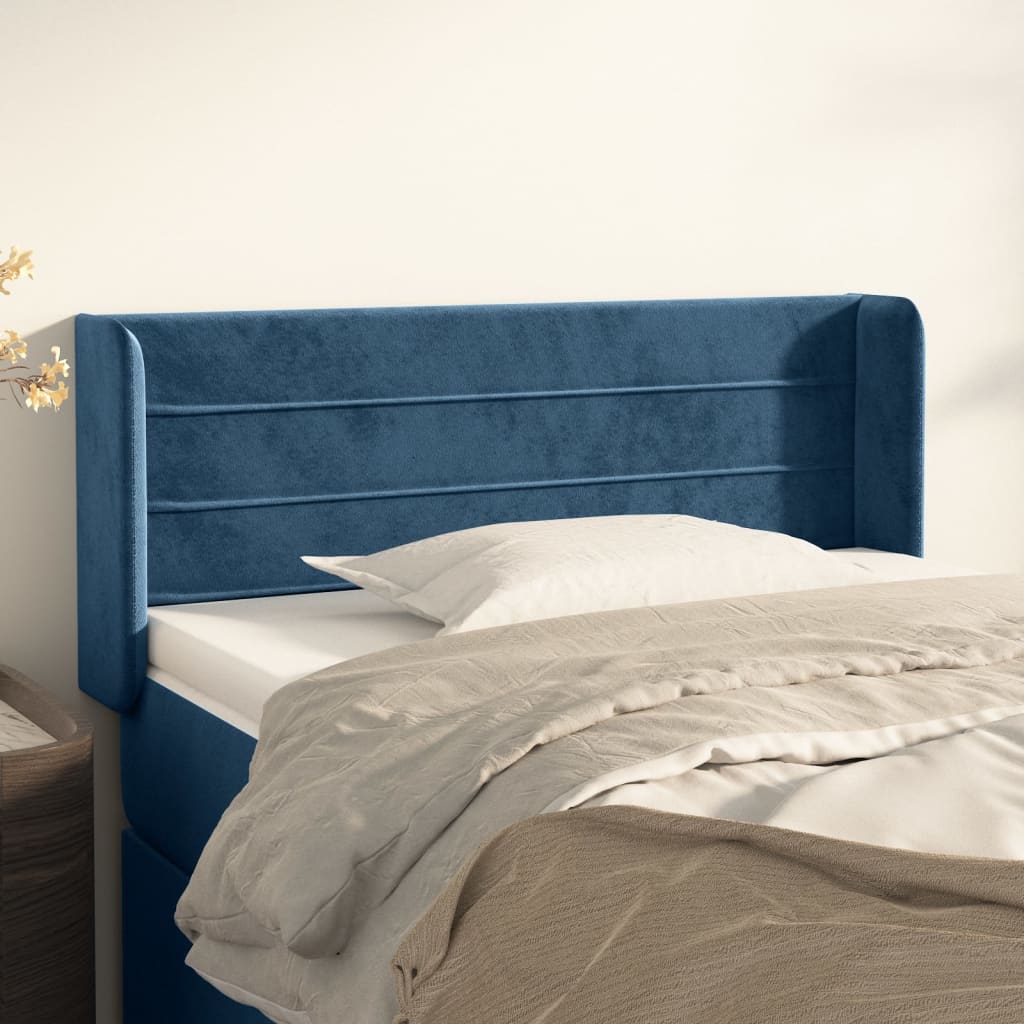 Testiera Ad Orecchio Blu Scuro 83x16x78/88 Cm In Velluto