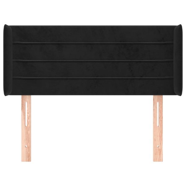 Testiera Ad Orecchio Nera 103x16x78/88 Cm In Velluto - Image 3
