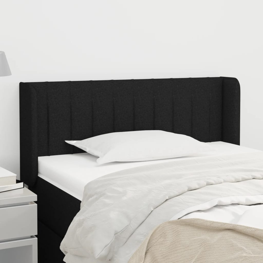 Testiera Ad Orecchio Nera 103x16x78/88 Cm In Tessuto
