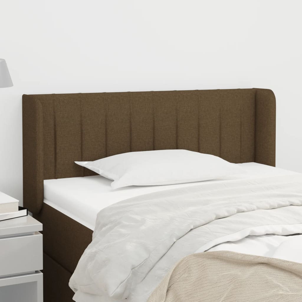 Testiera Ad Orecchio Marrone Scuro 103x16x78/88 Cm In Tessuto