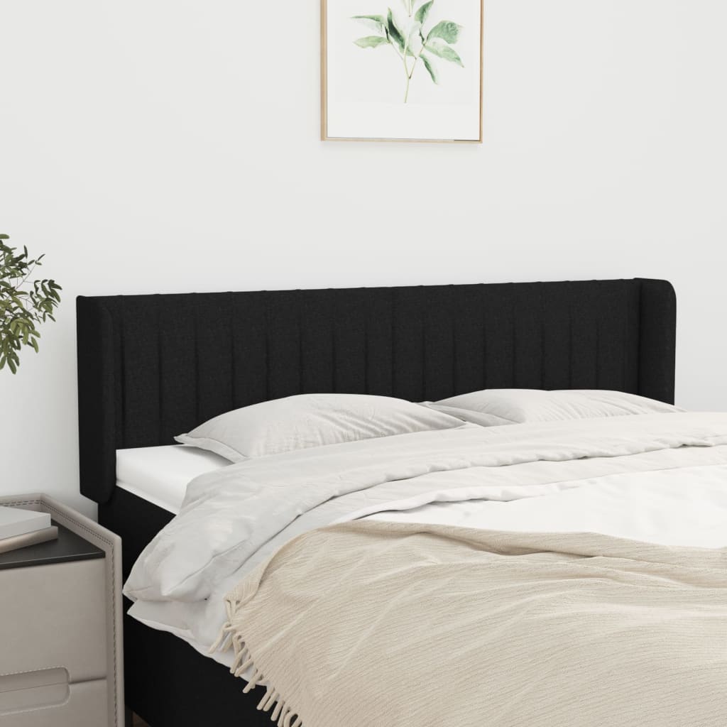 Testiera Ad Orecchio Nera 147x16x78/88 Cm In Tessuto