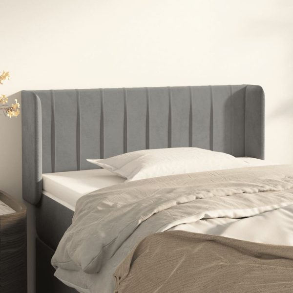 Testiera Ad Orecchio Grigio Chiaro 93x16x78/88 Cm In Velluto