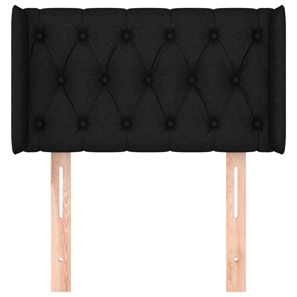 Testiera Ad Orecchio Nera 83x16x78/88 Cm In Tessuto - Image 3